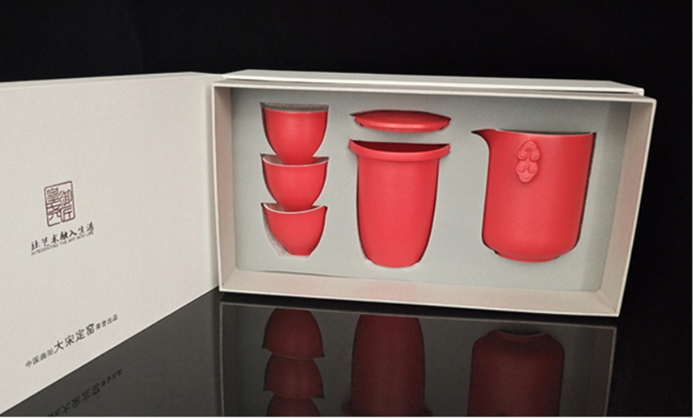 大宋定窯紅釉快客杯套裝，您的送禮佳品