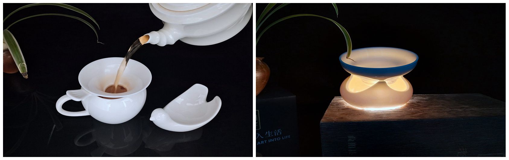 白瓷茶器：小鳥茶漏和三角茶漏，氣質(zhì)典雅脫俗，非常具有現(xiàn)代氣息